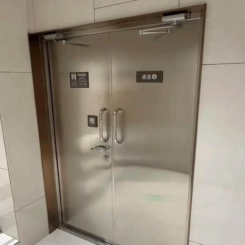 Puerta comercial de acero inoxidable resistente al fuego